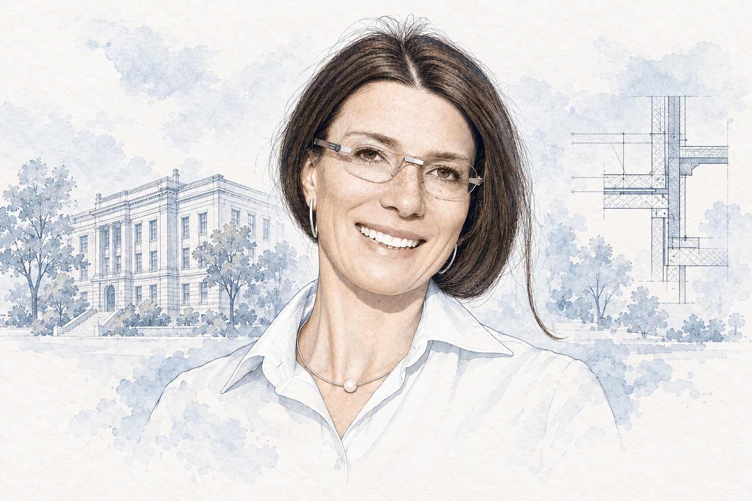 Gezeichnetes Porträt von Prof. Dr.-Ing. Carolin Bahr
